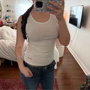 Vintage Hanes red logo White Ribbed Tank Top